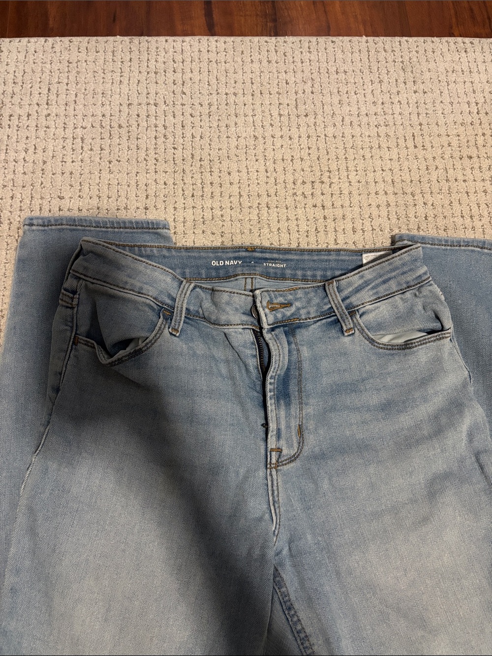 Old Navy Pale Blue Straight-Leg Jeans for Women